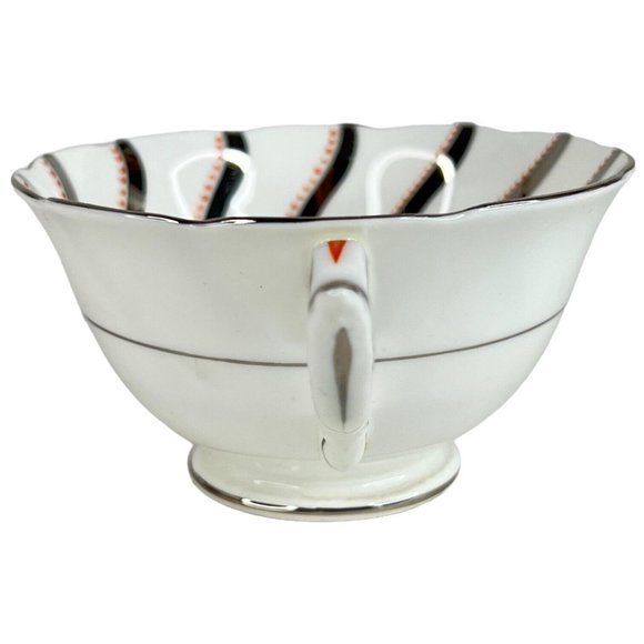 Paragon TeaCup And Saucer Stripe Orange Silver Floral By Appt Double Warrant VTG - Picture 7 of 16